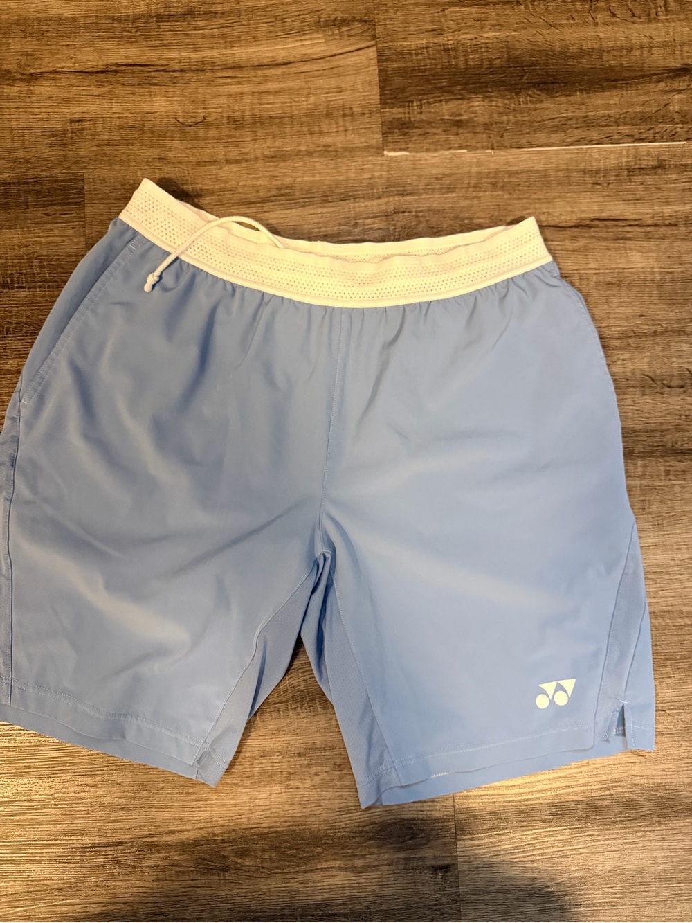 Yonex Sky Blue Athletic Shorts with White Waistband
